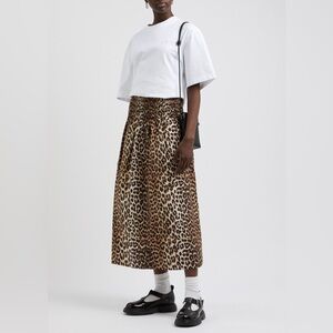 Ganni leopard print pleated chiffon maxi skirt